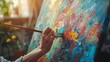 © Alice a. - A person is painting a colorful picture with a brush. The painting is full of vibrant colors and seems to be a work of art. The mood of the painting is lively and energetic
