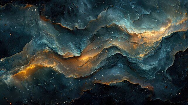Cosmic Dance of Gold and Teal