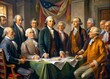 © DigitalArt Max - banner concept featuring a digital illustration of the founding fathers signing the declaration of independence