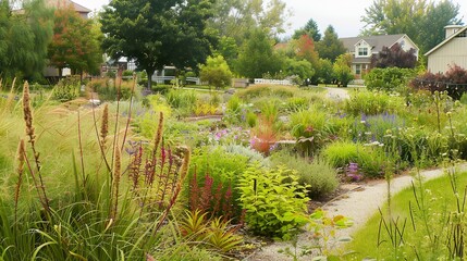 Rain Gardens: Gardens designed to capture and absorb rainwater, featuring plants that can thrive in both wet and dry conditions. 