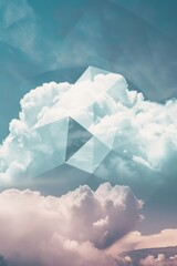 Wall Mural - a geometric cloud built from triangular wireframe elements, emphasizing its structured and modular n