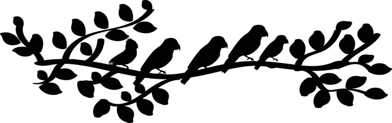 Wall Mural - Silhouette Branch Bird Vector Image