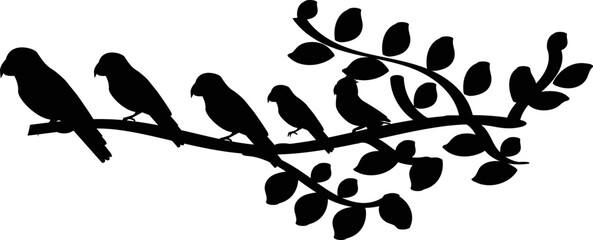 Canvas Print - Silhouette Branch Bird Vector Image