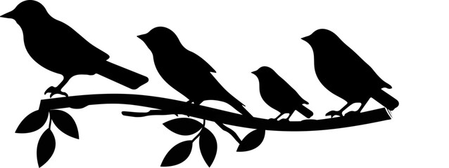 Wall Mural - Silhouette Branch Bird Vector Image