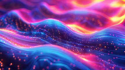 Wall Mural - A colorful, abstract image of a wave with a blue and pink hue
