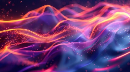 Wall Mural - A colorful, abstract image of a wave with orange and blue lines