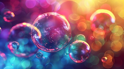 Wall Mural - A colorful image of bubbles in various sizes and colors