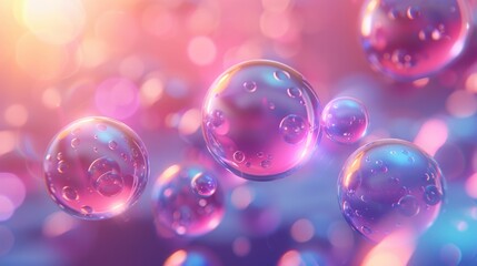 Wall Mural - A bunch of colorful bubbles floating in the air