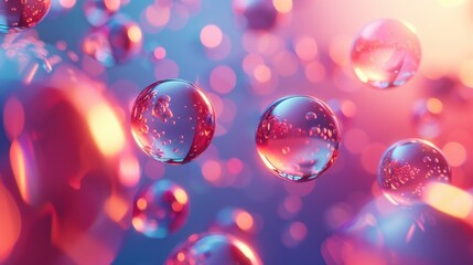 Wall Mural - A close up of a bunch of small, clear, round bubbles