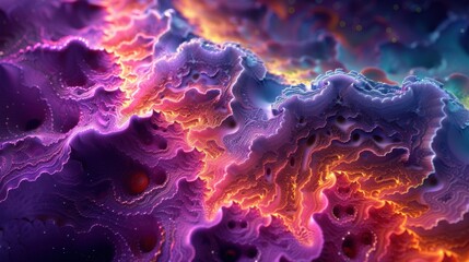 Wall Mural - A colorful, abstract image of a galaxy with purple, orange, and blue swirls