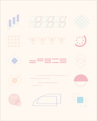 Wall Mural - Flat geometric shape vector element bundle