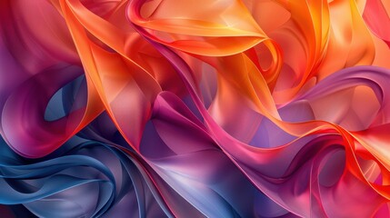 Wall Mural - A colorful, flowing piece of fabric with a purple and blue section in the middle