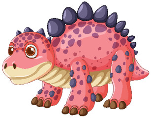 Sticker - Adorable pink dinosaur with spikes and spots