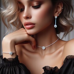 chopard jewelries, diamond, silver, simple, valentine's gifts, on a pretty model