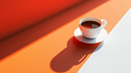 Wall Mural - A minimalistic approach to showcasing a cup of hot coffee