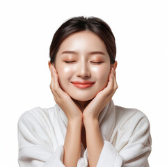 Beauty Asian women spa skin healthy on 100% isolate white background.