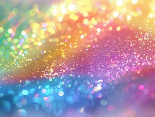 Wall Mural - Colorful bokeh lights blend on glittering abstract rainbow backdrop