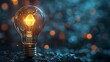 © Thares2020 - Glowing Crystal Lightbulb Illuminating Dark Space Symbol of Precious Idea Concept