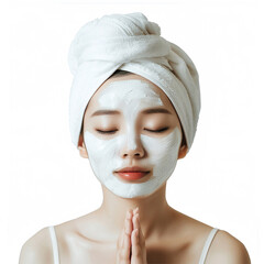 Beauty Asian women spa skin healthy on 100% isolate white background.