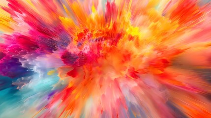 Wall Mural - 3. Generate a high-definition image capturing the beauty of a radiant and dynamic colorful explosion, emphasizing the brilliance and energy of bursting colors on a clean white canvas