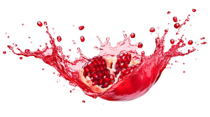 Wall Mural - Pomegranate fruit juice splash isolated on transparent white background, clipping path