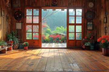 Poster - Rustic Wooden Wall Room Corner