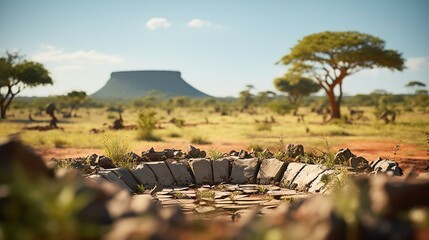 Wall Mural - wildebeest in serengeti city