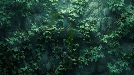 Wall Mural - An abstract design of crosses made from intertwining vines and leaves, emphasizing nature and growth. The lush green vines and leaves create intricate cross patterns