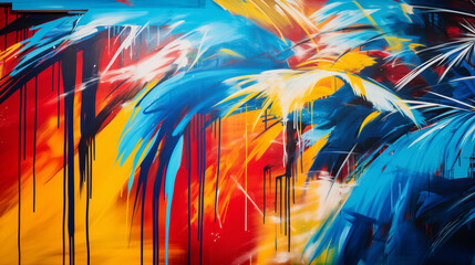 Wall Mural - Colorful tropical graffiti on the wall	