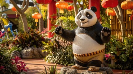 Wall Mural - Gold Coast, Queensland, Australia - May 18, 2022: Kung Fu Panda statue at Dreamworld theme park
