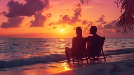 Wall Mural - Romantic Sunset at a Luxury Hotel in the Tropics
