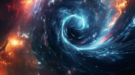 Wall Mural - black hole surrounded by a spiraling galactic vortex.