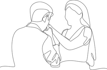 Canvas Print - Couple proposing one line art illustration vector