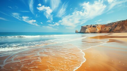 Wall Mural - Beautiful Sandy Beach in Algarve, Costa Vicentina, Portugal - Ideal Summer Vacation Destination