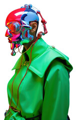 Poster - PNG  Fashion photography representing of futuristic cybernatic face portrait female.