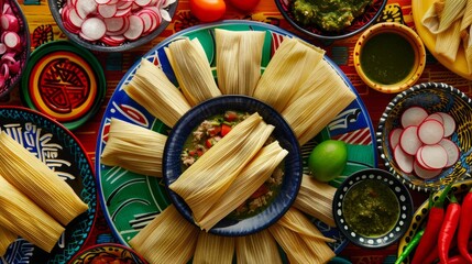 A savory platter of Mexican tamales, steamed corn dough filled with seasoned meat
