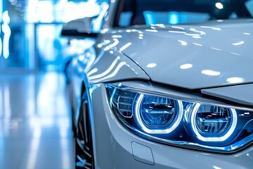 The front of a car headlight close up