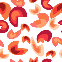 background with round abstract multi tone red orange seamless endless patter design for fabric print or wrap paper