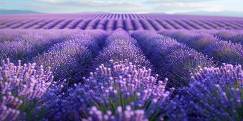 Wall Mural - A breathtaking view of a lavender field in full bloom stretching to the horizon