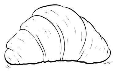 Sticker - PNG Croissant sketch line white background.