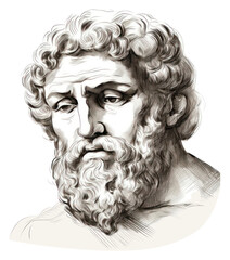 Poster - PNG Greek god statue drawing sketch portrait.