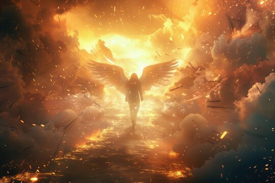 angelic guide illuminating path to heaven spiritual guidance concept art