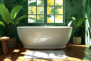 Sticker - Bright Bathroom with Modern Clawfoot Tub