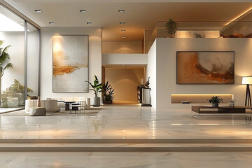 Poster - Modern Lobby with Abundant Greenery