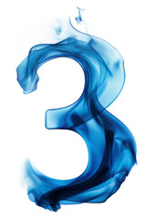 Canvas Print - PNG Blue flame letter number 3 smoke font logo.