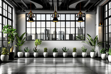 Poster - Spacious Industrial Loft with Wooden Flooring