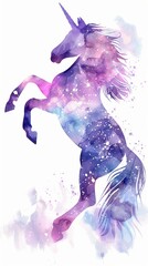 Wall Mural - Watercolor vector unicorn silhouette illustration
