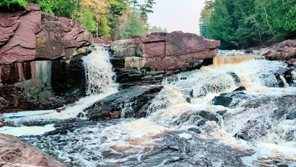 Wall Mural - Waterfalls and cascades of the Montreal River at Superior Falls in Michigan