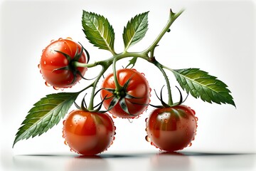 Wall Mural - Branches with ripe cherry tomatoes isolated on white