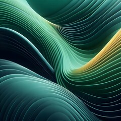 Wall Mural - Vivid green smooth waves minimal abstract elegant background. Abstract green blue glossy smooth waves background. Vector design
